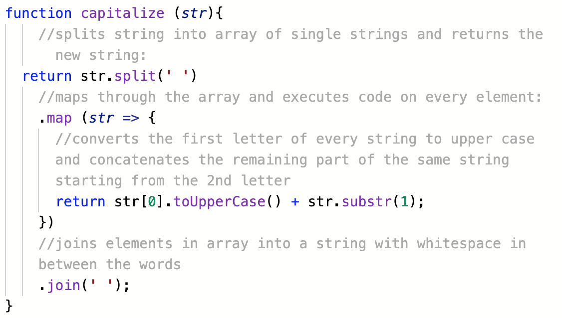 Showing a solution for a JavaScript kata test.