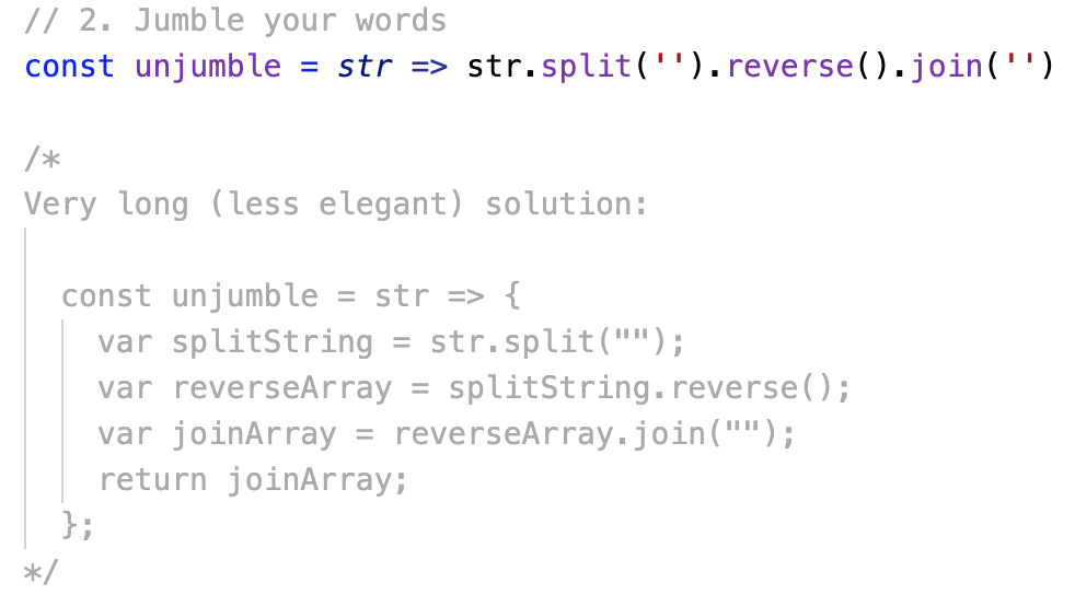 Showing a JavaScript kata solution.