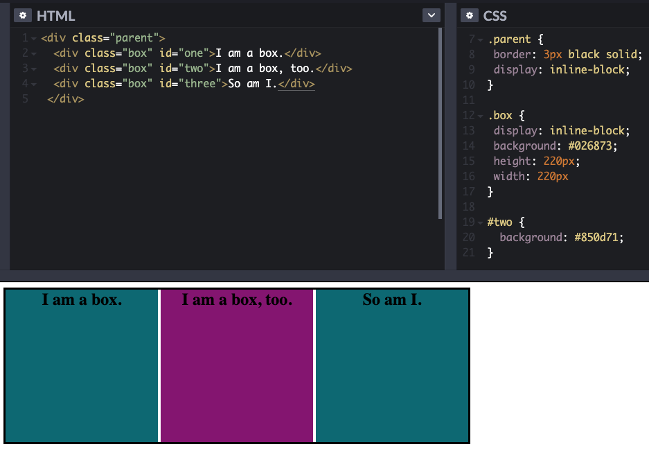 Showing a statically positioned element.